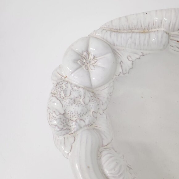 VTG Tadinate Italy Signed Baroque Ceramic Vegetable Design Oval Serving Bowl - Picture 3 of 9